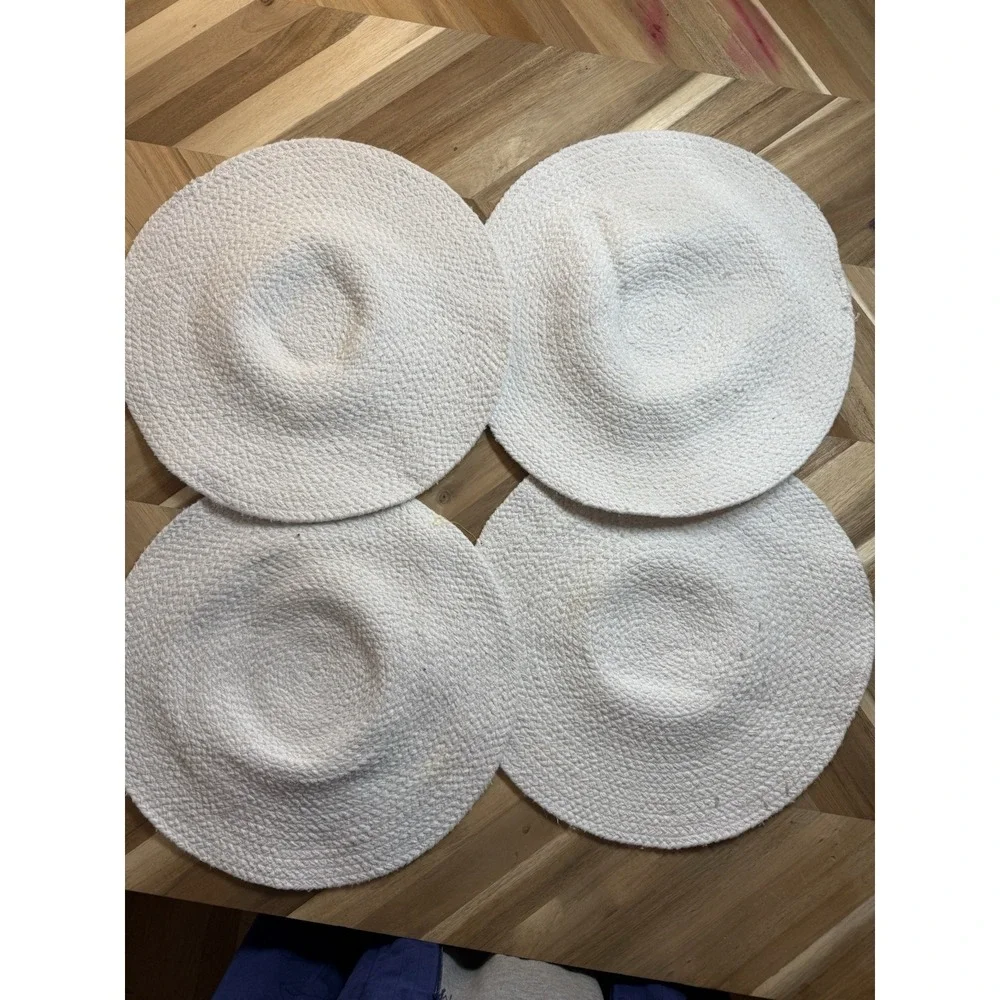 4 Mushroom‎ Round Cotton Weave Placemats Vintage Retro Style Cottagecore Forest